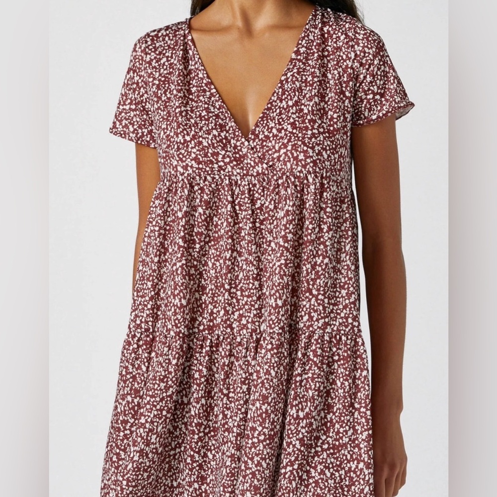 Elegant Maroon Patterned Dress